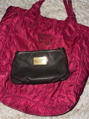 Marc by Marc Jacobs Raspberry Quilted Tote with Grey Leather Pouch